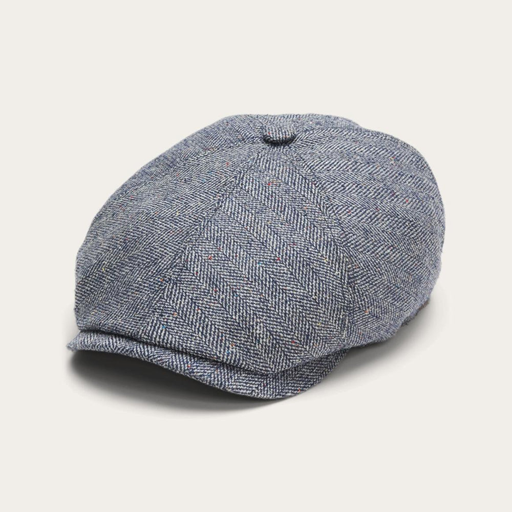 Silk Six-Panel Cap Blue Herringbone | Men/Women Stetson Caps & Truckers