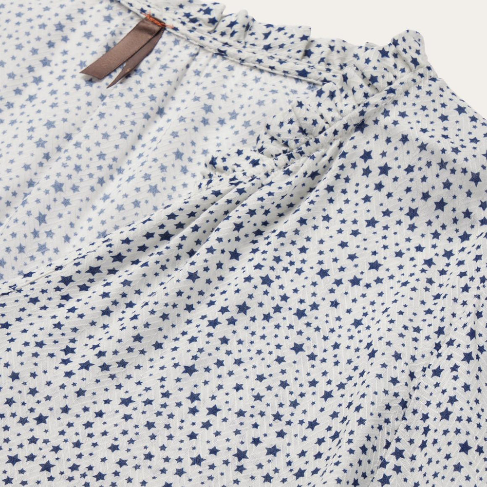 Stars Print Peasant Blouse White | Women Stetson Blouses