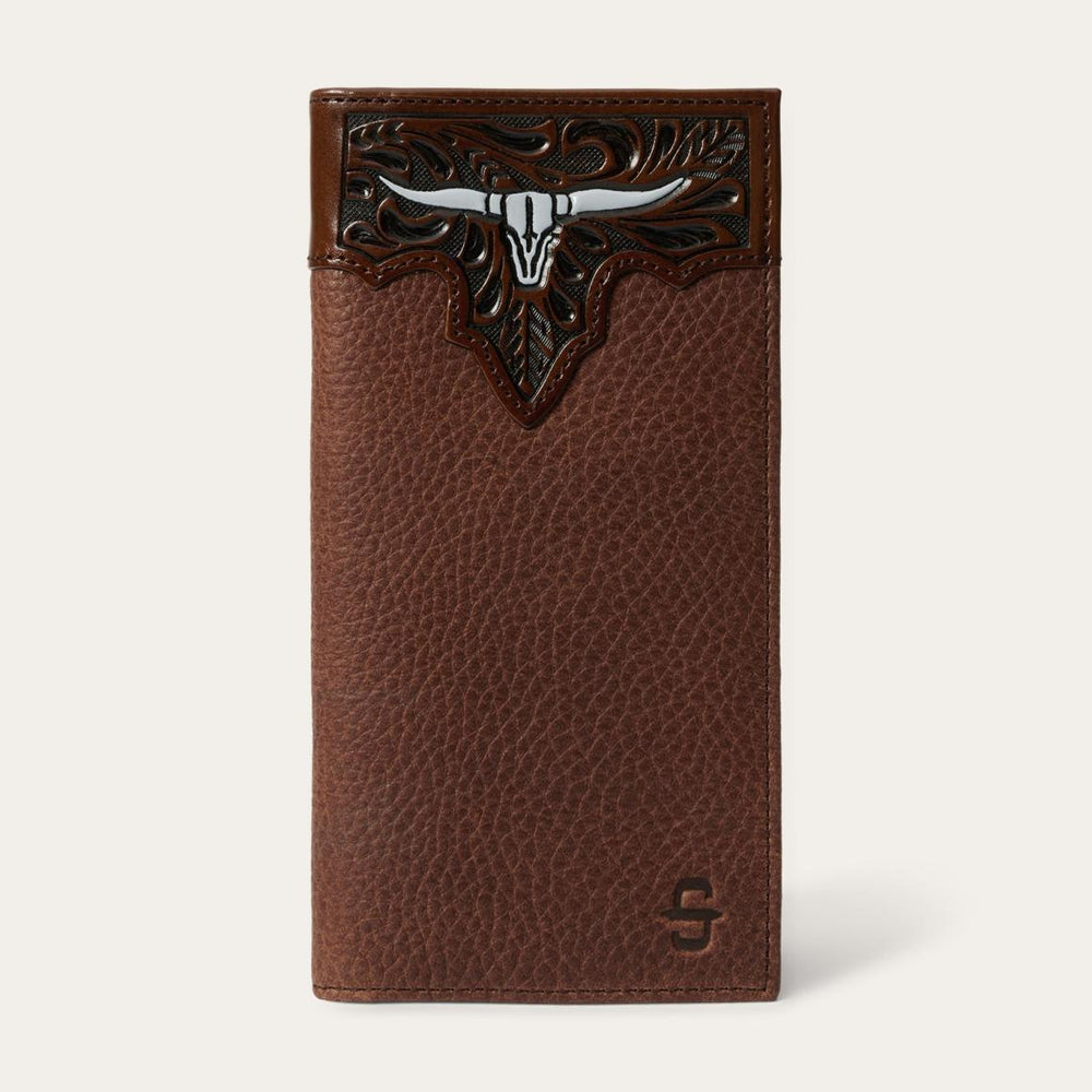Steer Head Checkbook Brown | Men Stetson Wallets
