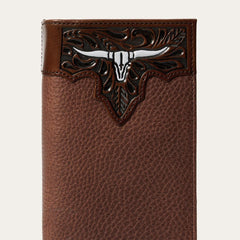 Steer Head Checkbook Brown | Men Stetson Wallets