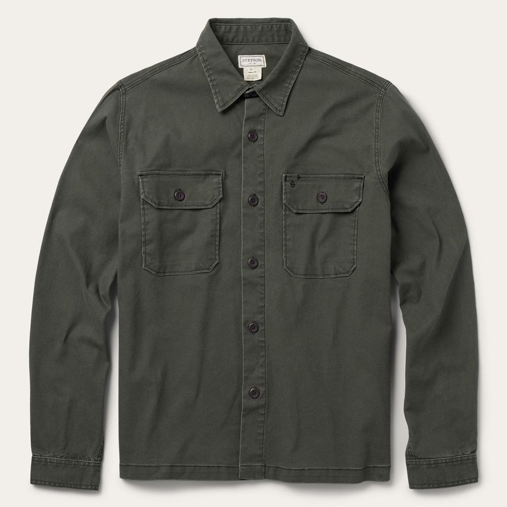 Stretch Canvas Jac-Shirt Green | Men Stetson Jackets
