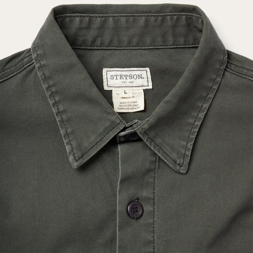 Stretch Canvas Jac-Shirt Green | Men Stetson Jackets