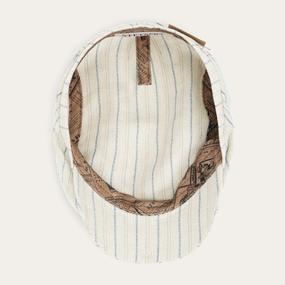 Striped Linen Driver Cap Off White With Stripes | Men/Women Stetson Caps & Truckers