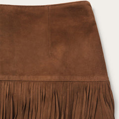 Suede Fringed Skirt Brown | Women Stetson Skirts & Shorts
