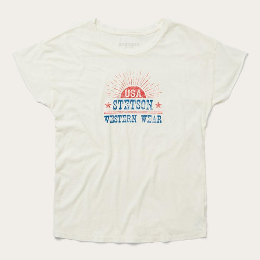 Sunrise Graphic Tee White | Women Stetson Tees