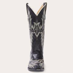 Tina Black & White Flame Embroidered Cowboy Boot Black | Women Stetson Western