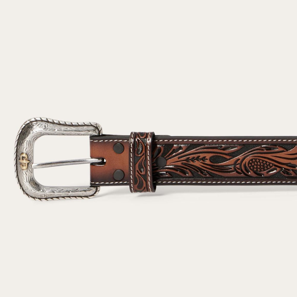 Tooled Belt Dark Brown | Men Stetson Belts