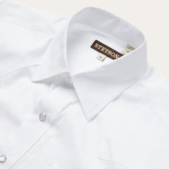 White Pinpoint Oxford Western Shirt White | Men Stetson Classic Cut
