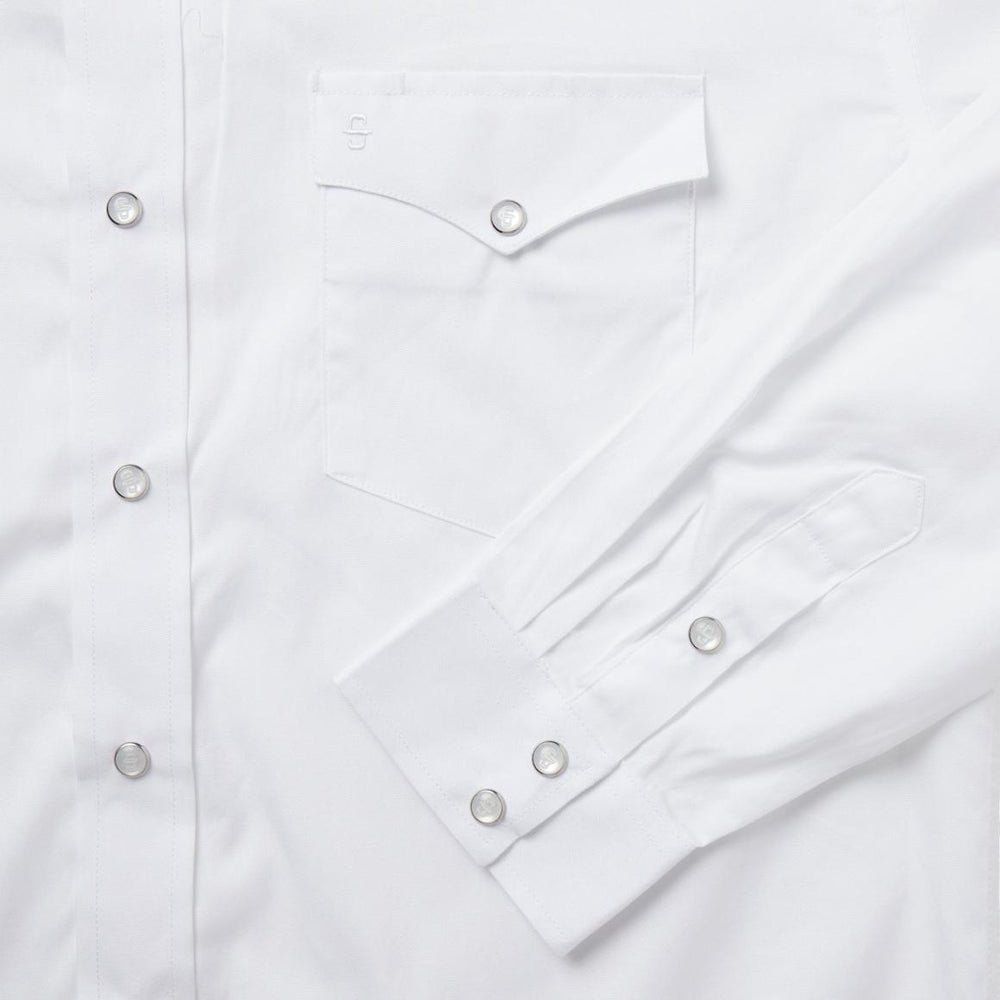 White Pinpoint Oxford Western Shirt White | Men Stetson Classic Cut