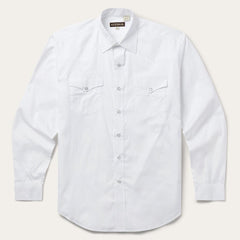 White Pinpoint Oxford Western Shirt White | Men Stetson Western Shirts