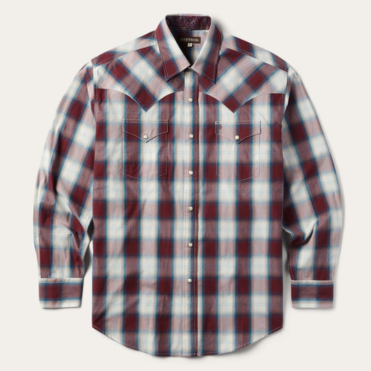 Wine Plaid Shirt Wine | Men Stetson Western Shirts