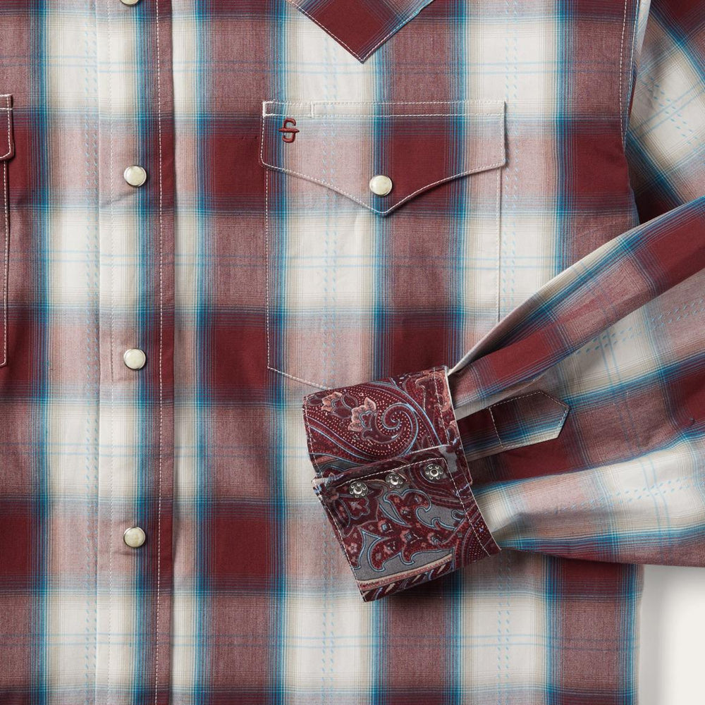 Wine Plaid Shirt Wine | Men Stetson Western Shirts