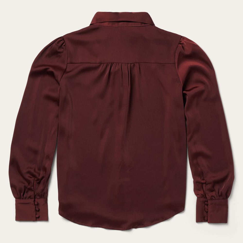 Wine Satin Blouse Red | Women Stetson Blouses
