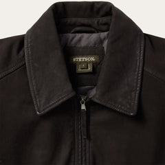 Zip Front Suede Leather Jacket Brown | Men Stetson Jackets