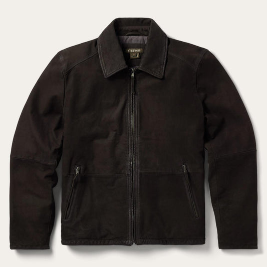 Zip Front Suede Leather Jacket Brown | Men Stetson Jackets