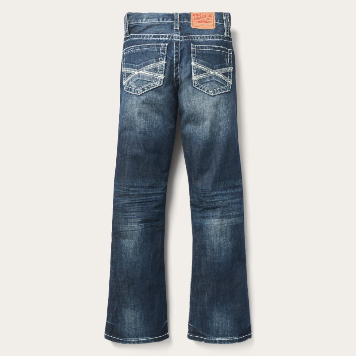 1014 Fit Destructed Medium Wash Jeans Blue | Men Stetson Boot Cut