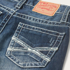 1014 Fit Destructed Medium Wash Jeans Blue | Men Stetson Boot Cut