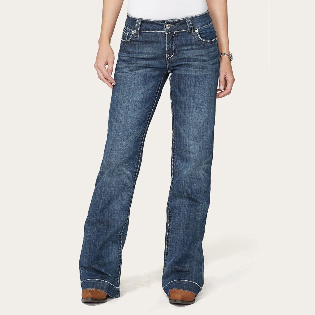 214 City Trouser Jeans With Chevron Back Pocket Blue | Women Stetson Denim
