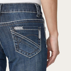 214 City Trouser Jeans With Chevron Back Pocket Blue | Women Stetson Denim