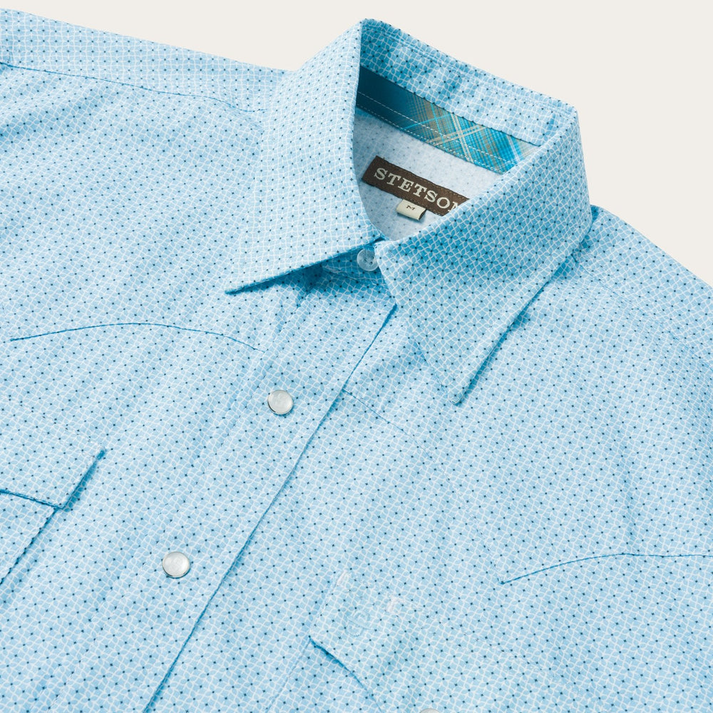 Blue Lattice Print Western Shirt Blue | Stetson