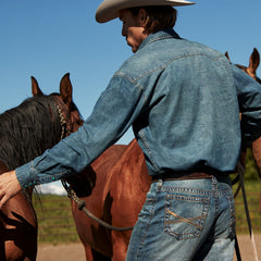 Turquoise Snap Western Denim Shirt Blue | Stetson