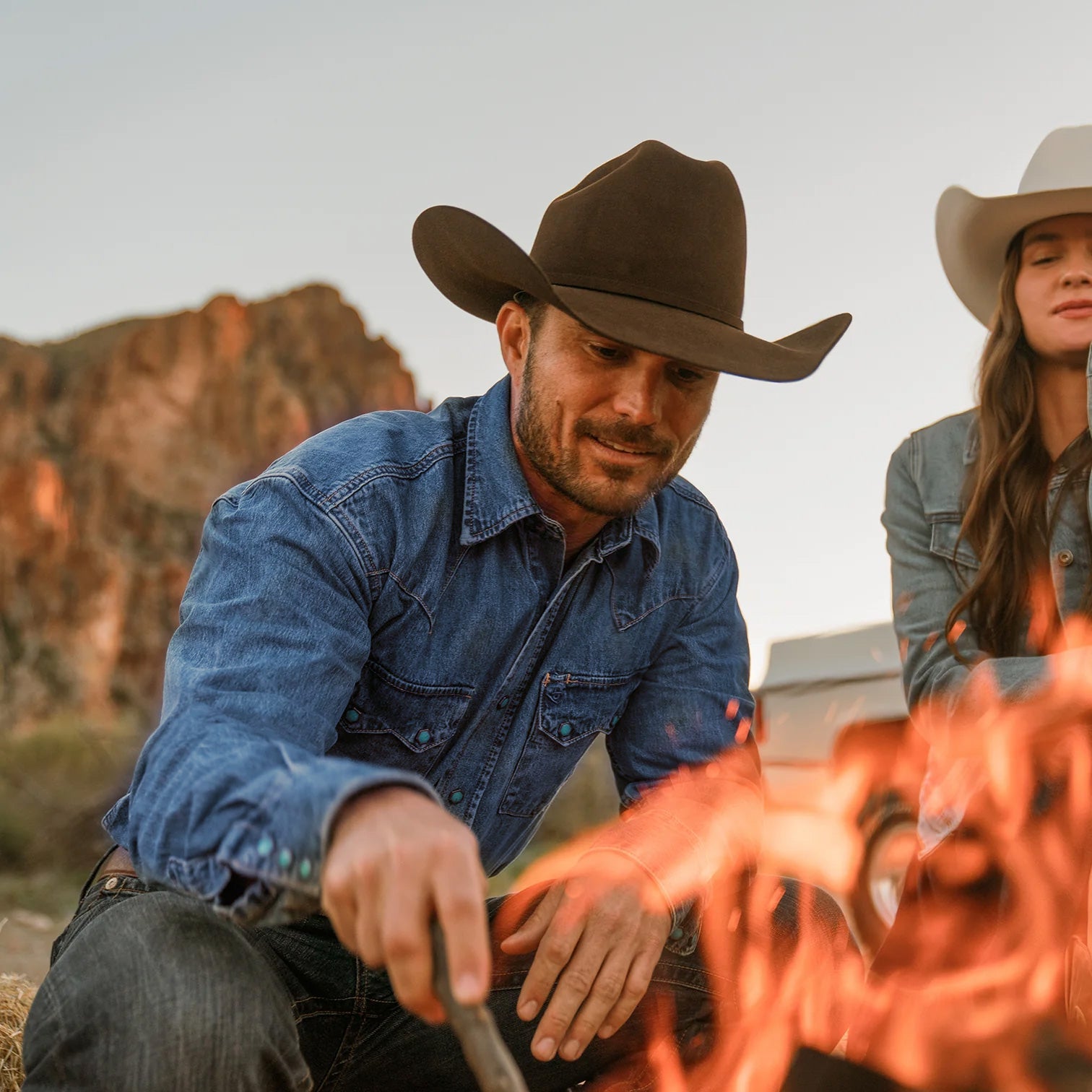 Turquoise Snap Western Denim Shirt Blue | Stetson