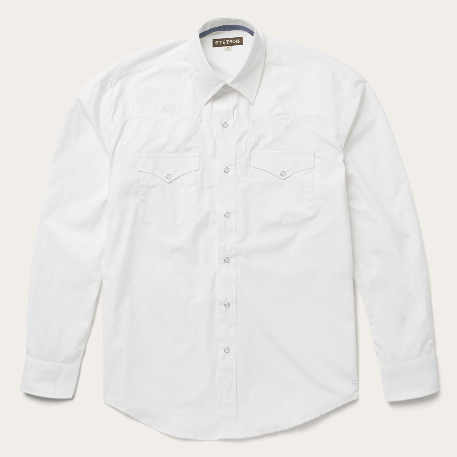 Classic Solid Snap Poplin Shirt In Optic White White | Stetson