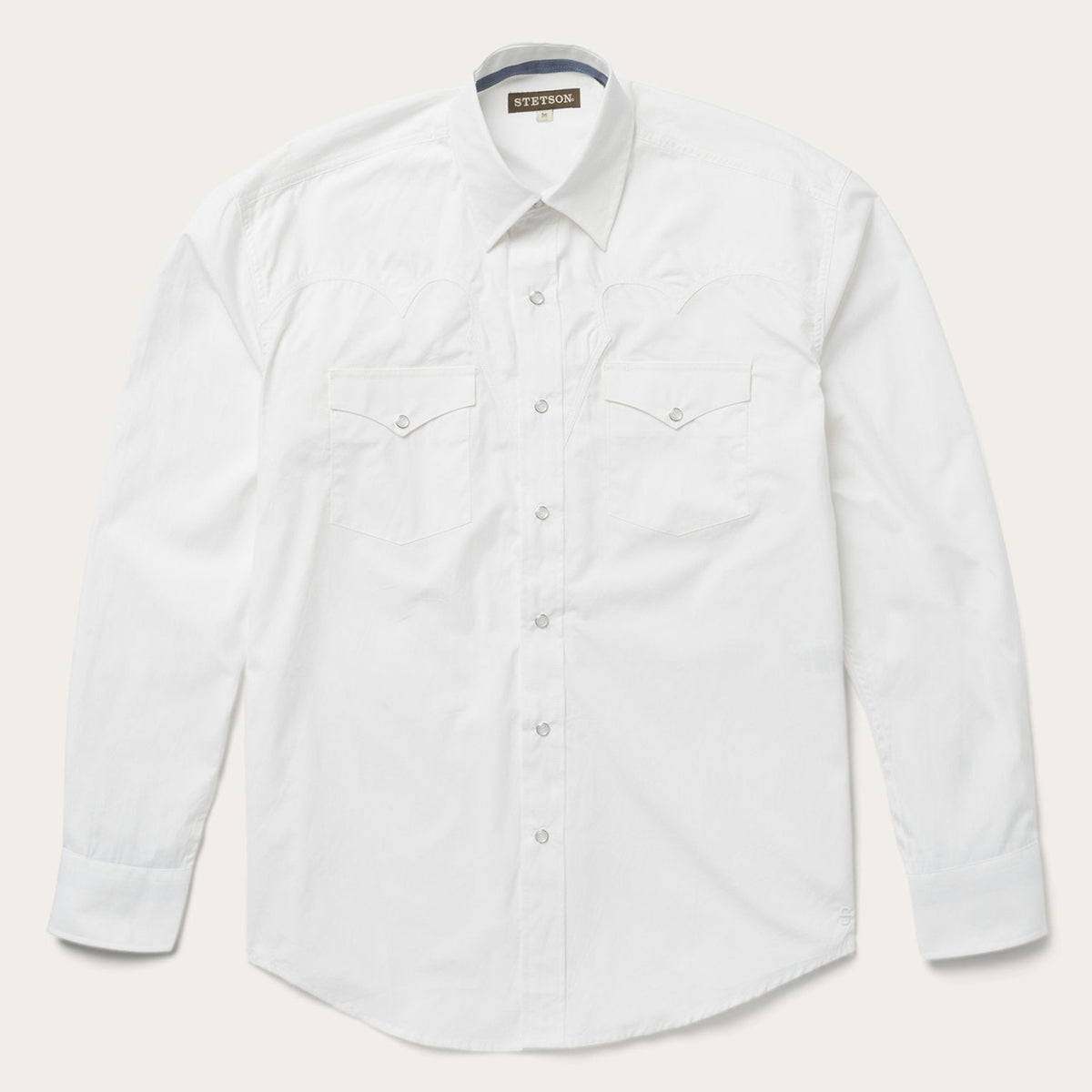 Classic Solid Snap Poplin Shirt In Optic White White | Stetson