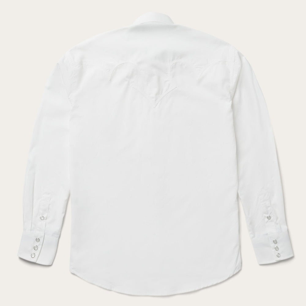 Classic Solid Snap Poplin Shirt In Optic White White | Stetson
