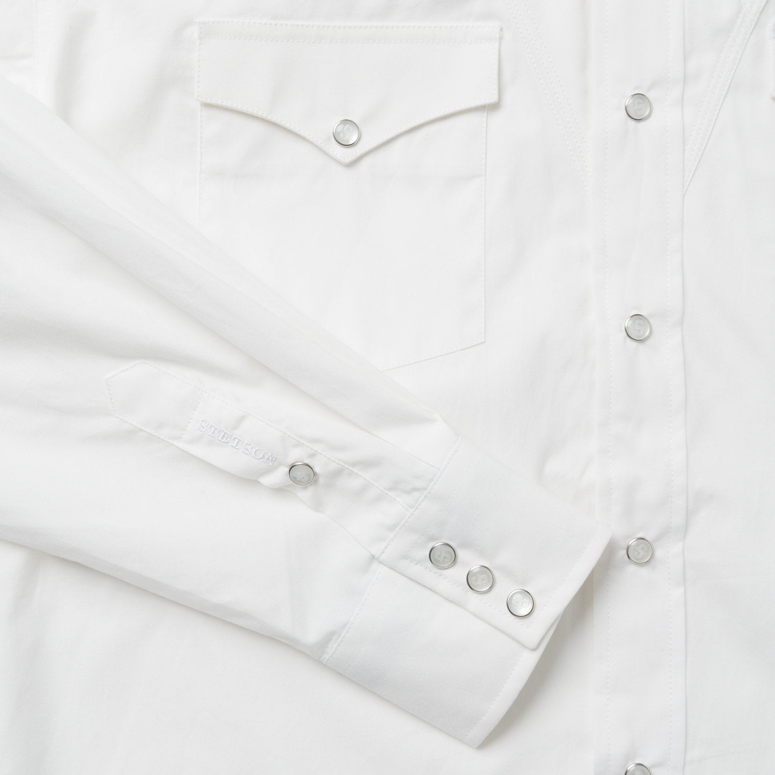 Classic Solid Snap Poplin Shirt In Optic White White | Stetson