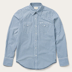 Modern Snap Front Shirt in Mini Check Blue | Stetson