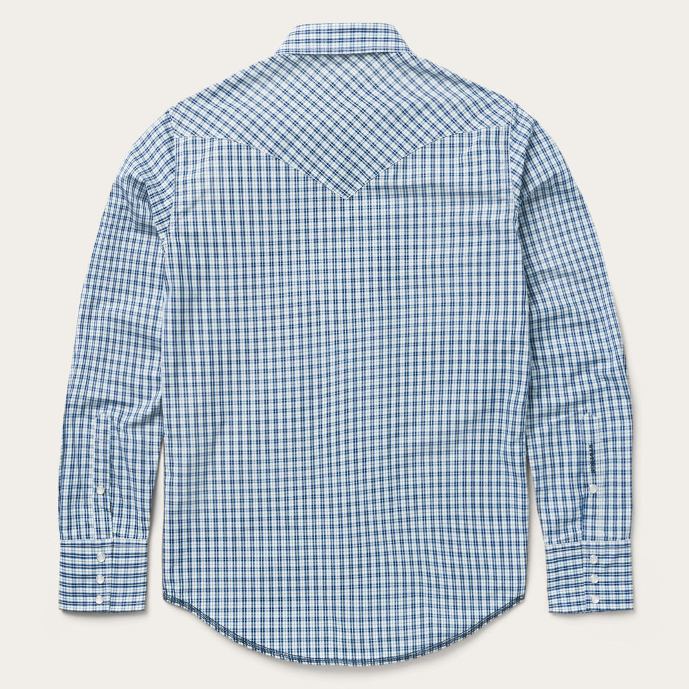 Modern Snap Front Shirt in Mini Check Blue | Stetson