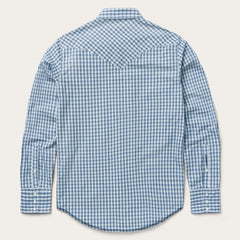 Modern Snap Front Shirt in Mini Check Blue | Stetson