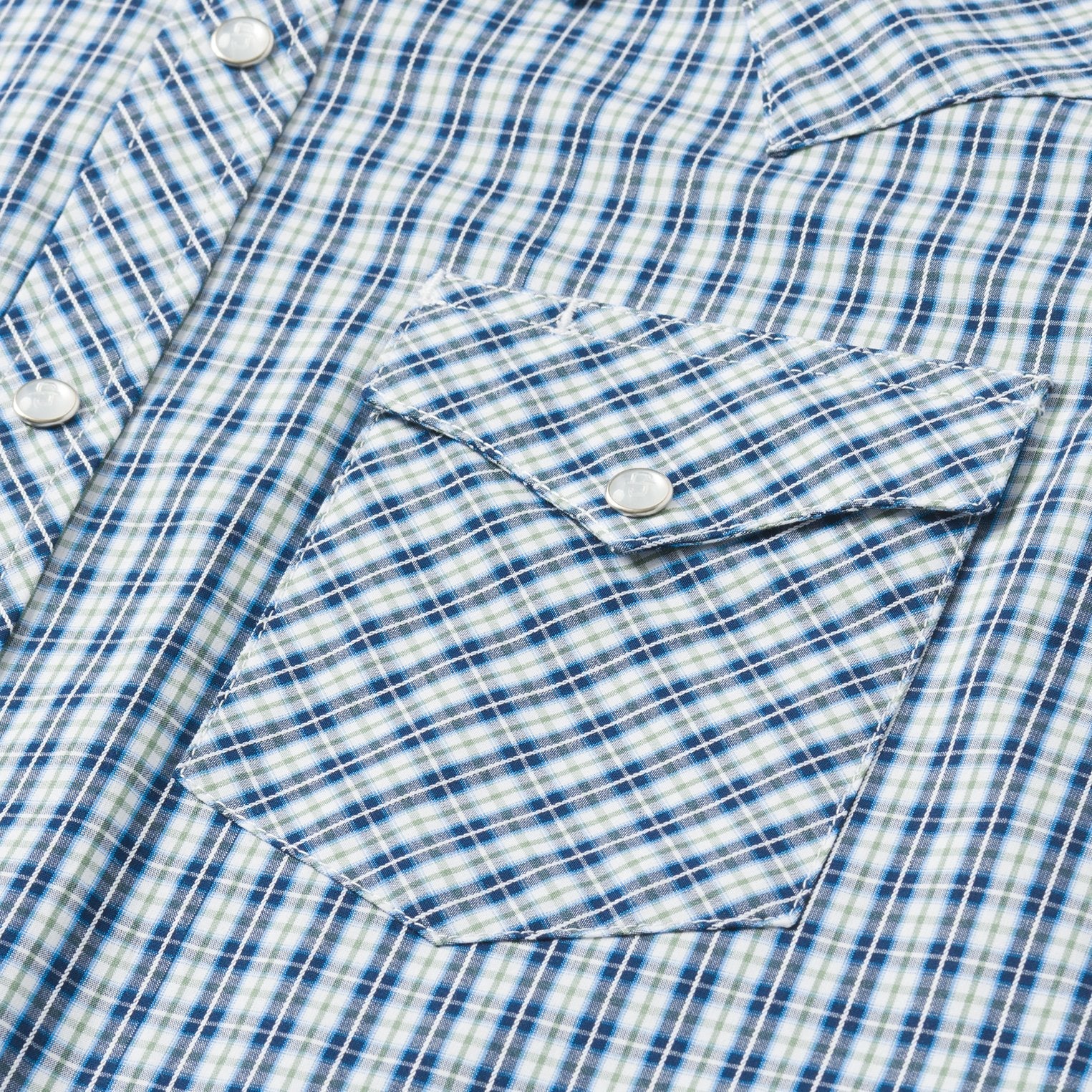 Modern Snap Front Shirt in Mini Check Blue | Stetson