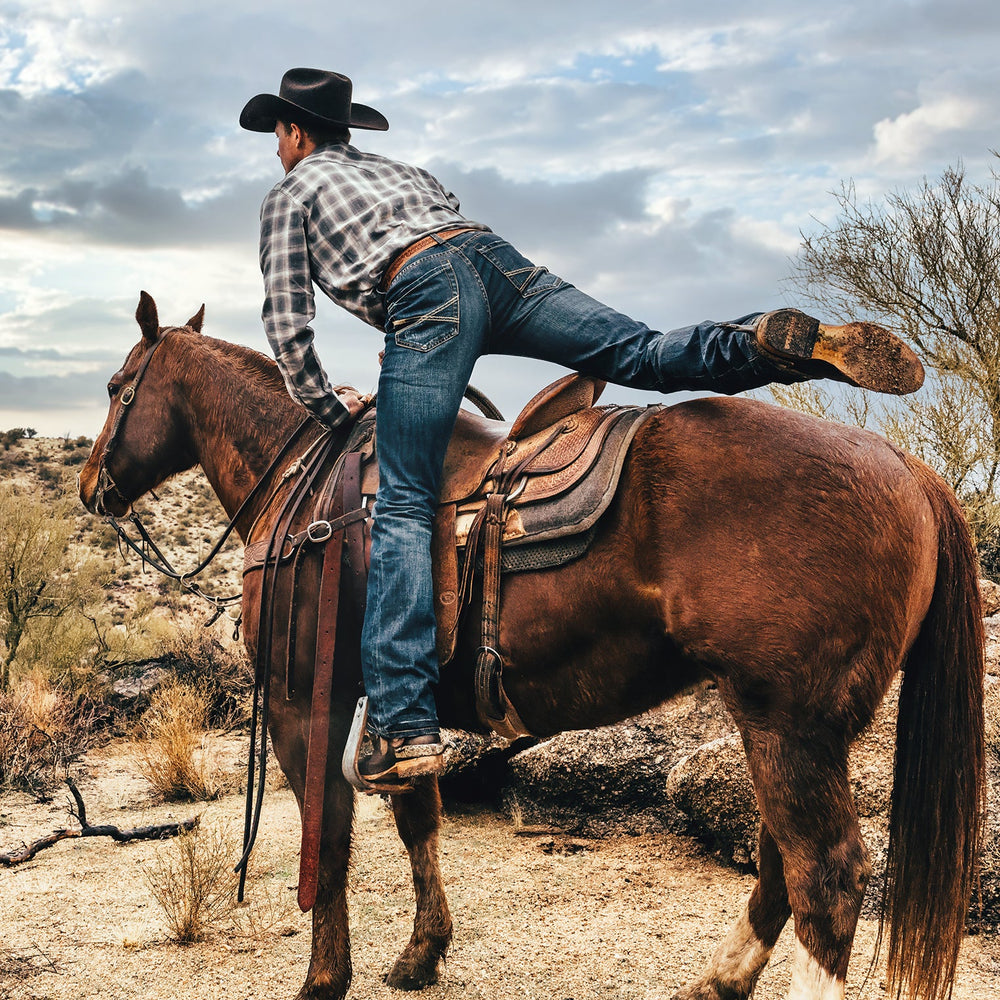 1014 Fit Destructed Dark Wash Jeans Blue | Stetson