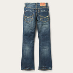 1014 Fit Destructed Dark Wash Jeans Blue | Stetson