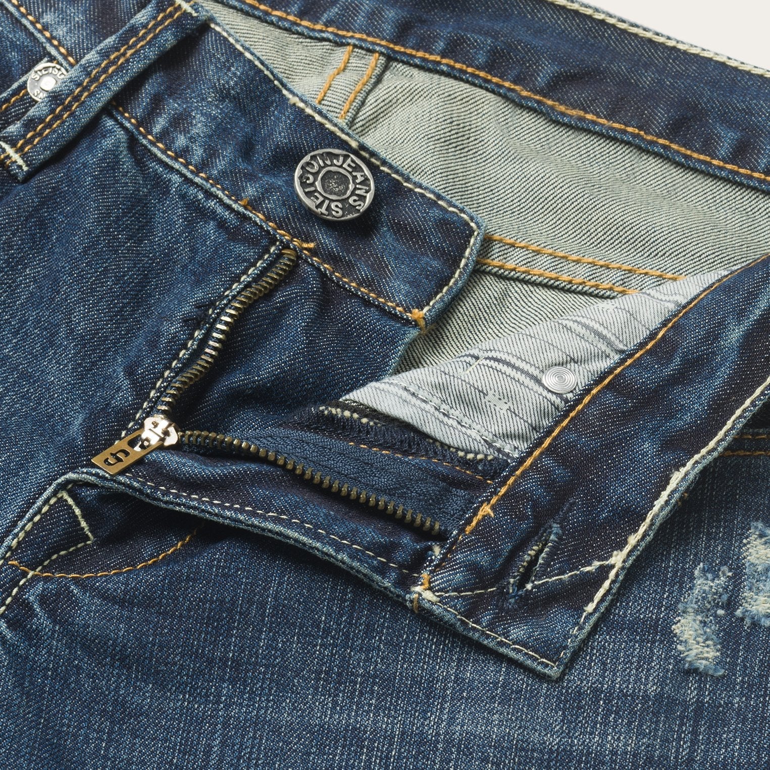 1014 Fit Destructed Dark Wash Jeans Blue | Stetson