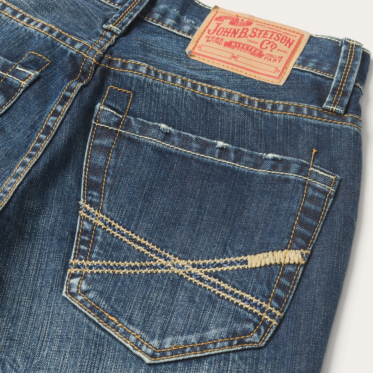 1014 Fit Destructed Dark Wash Jeans Blue | Stetson
