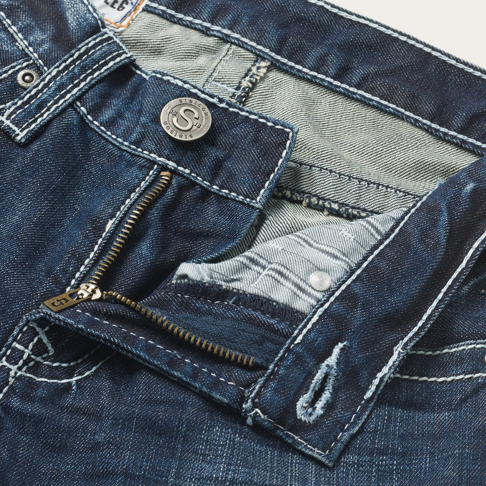 1014 Fit Destructed Medium Wash Jeans Blue | Stetson