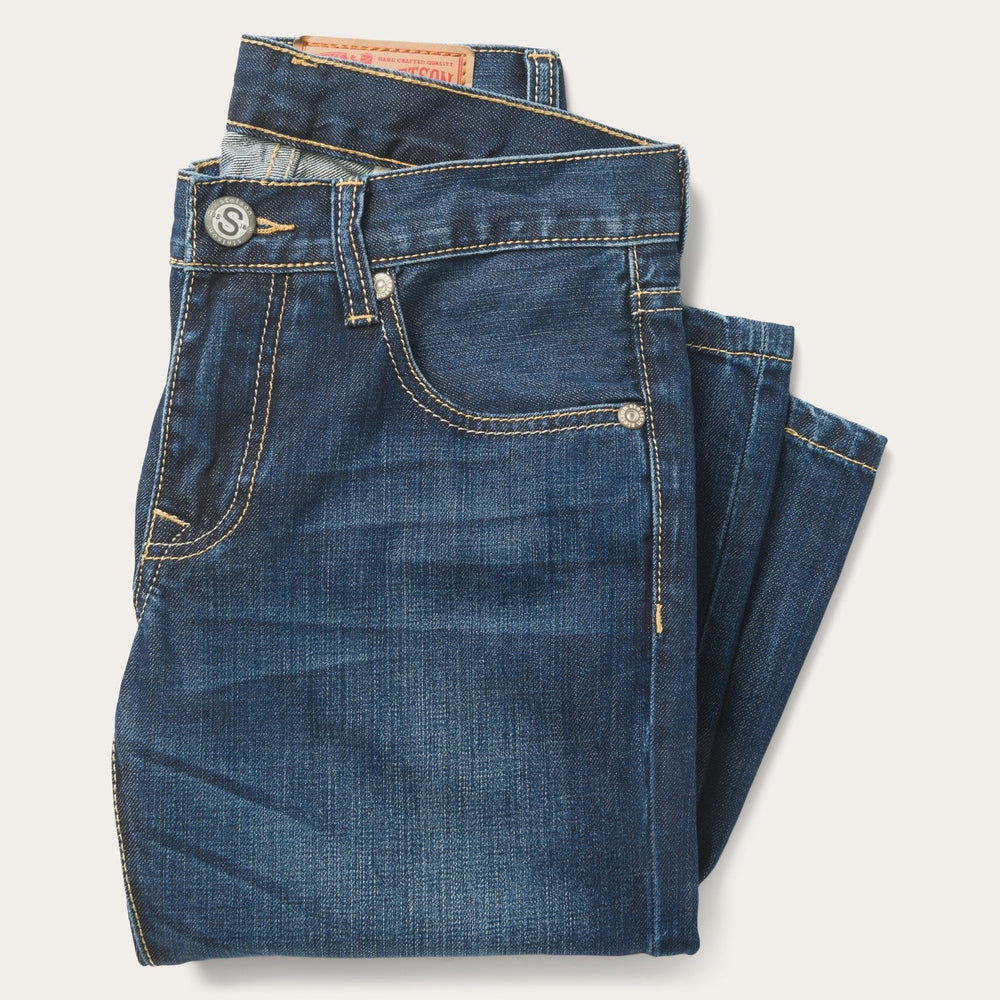 1014 Fit Semi-Destructed Wash Jeans Blue | Stetson