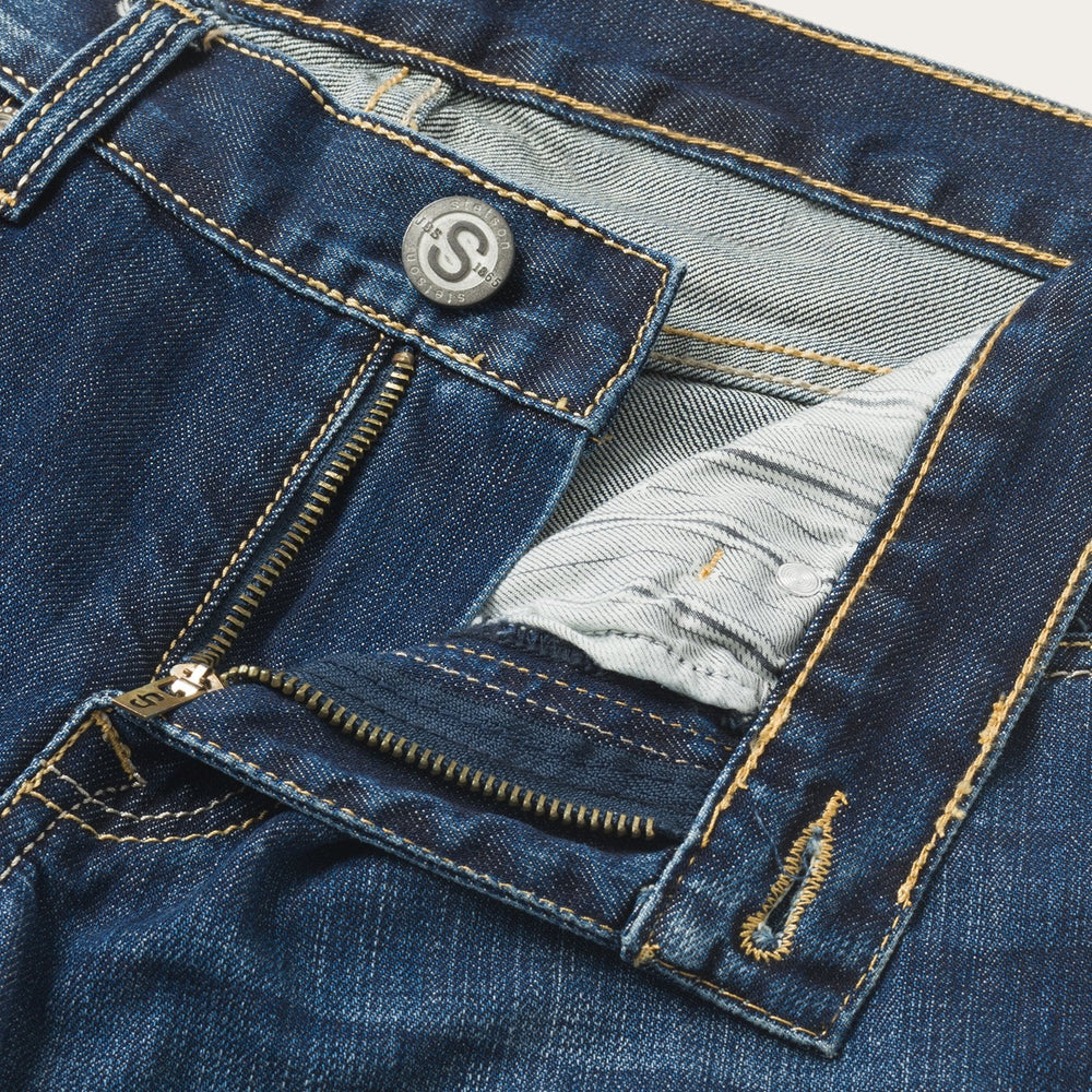 1014 Fit Semi-Destructed Wash Jeans Blue | Stetson