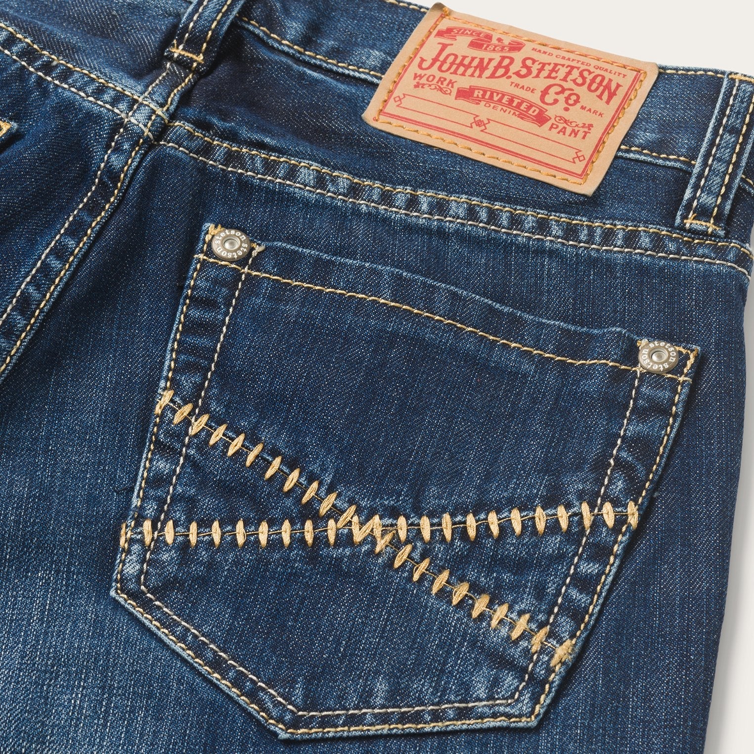 1014 Fit Semi-Destructed Wash Jeans Blue | Stetson
