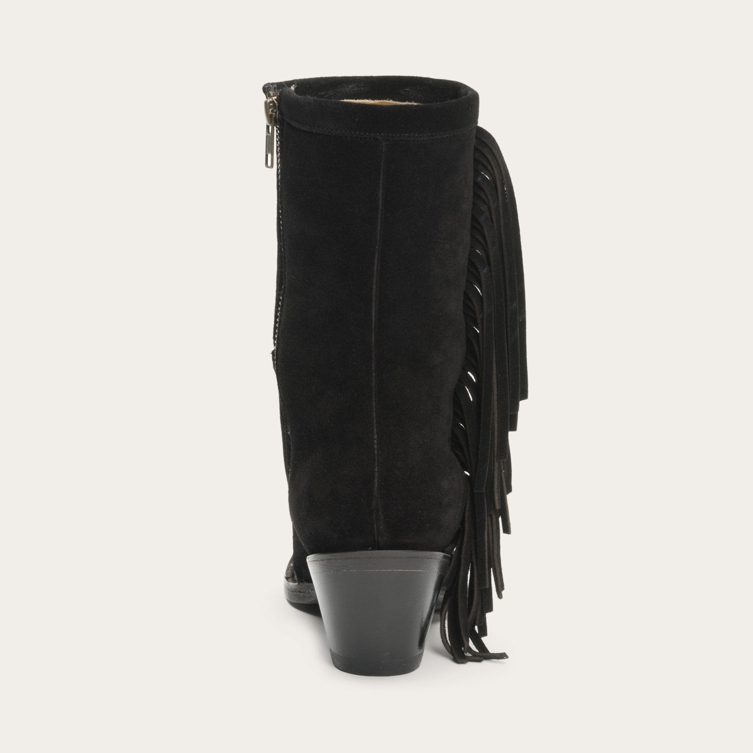 Halle Suede Fringe Side Zip Boot Black | Stetson