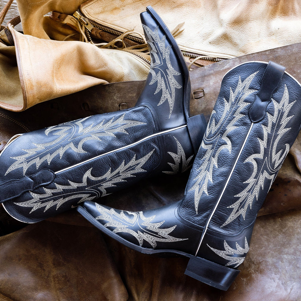 Tina Black & White Flame Embroidered Cowboy Boot Black | Stetson
