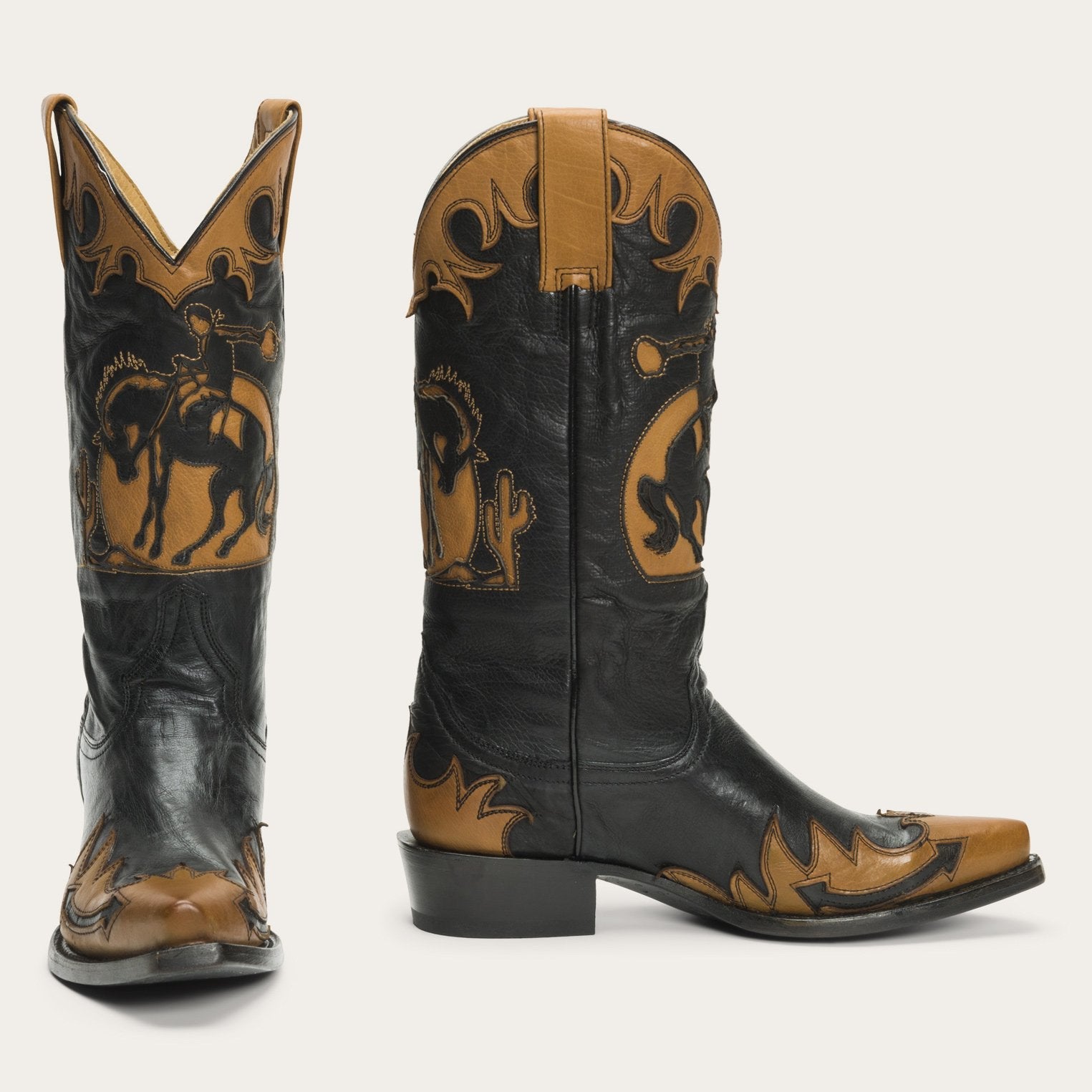 Faye Cowgirl & Horse Underlay Leather Boot Black | Stetson