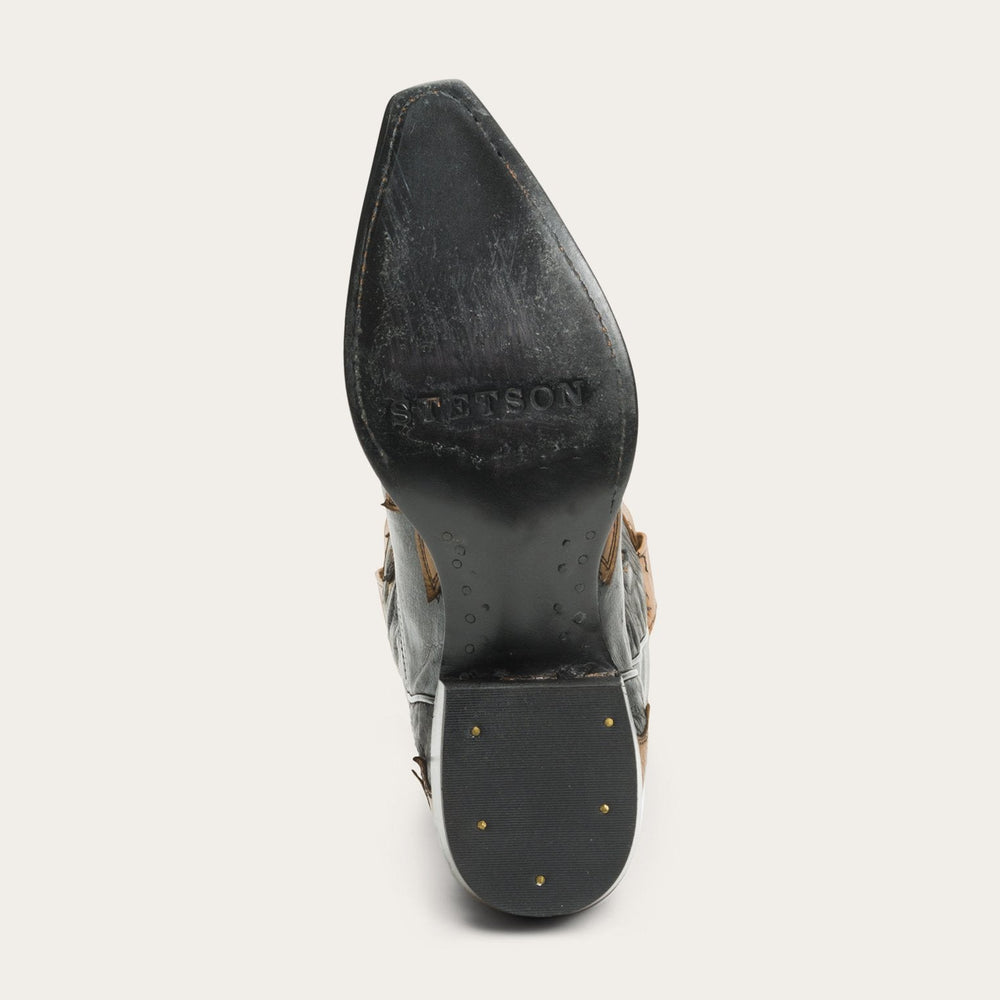 Faye Cowgirl & Horse Underlay Leather Boot Black | Stetson