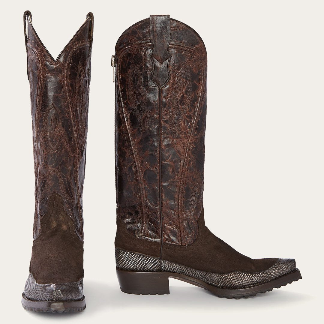 Dakota Brown Suede & Teju Cowboy Boot Brown | Stetson
