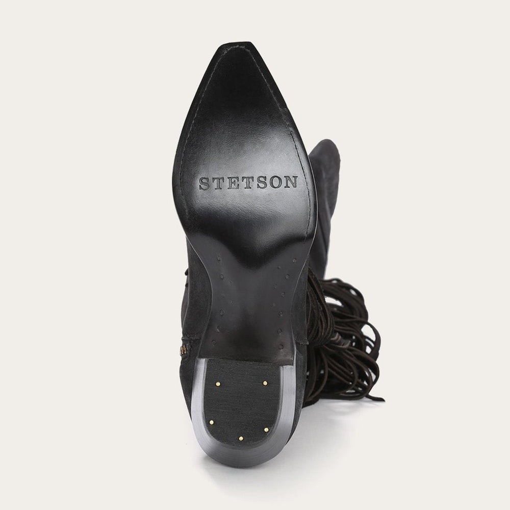 Glam Over-The-Knee Fringe Boot Black Leather | Stetson