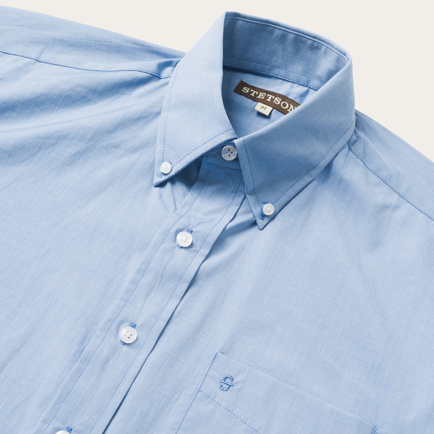 Blue Solid One-Pocket Snap-Front Shirt Blue | Stetson