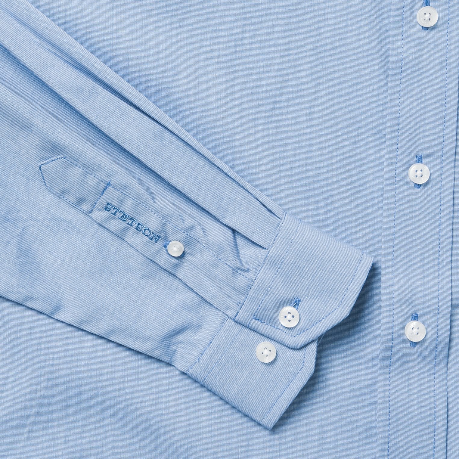 Blue Solid One-Pocket Snap-Front Shirt Blue | Stetson